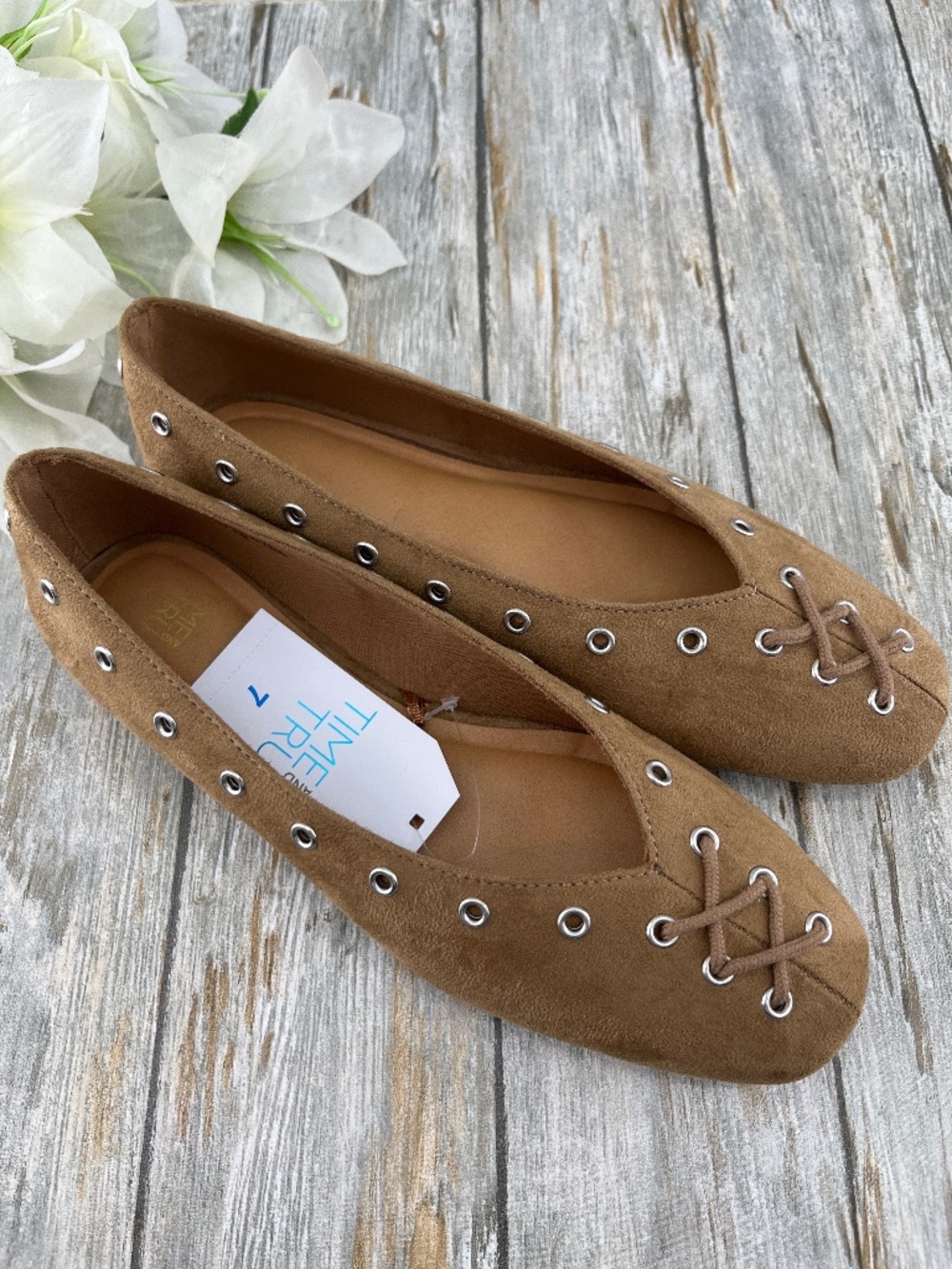 Women’s Faux Suede Corset Ballet Flats Shoes Size 7